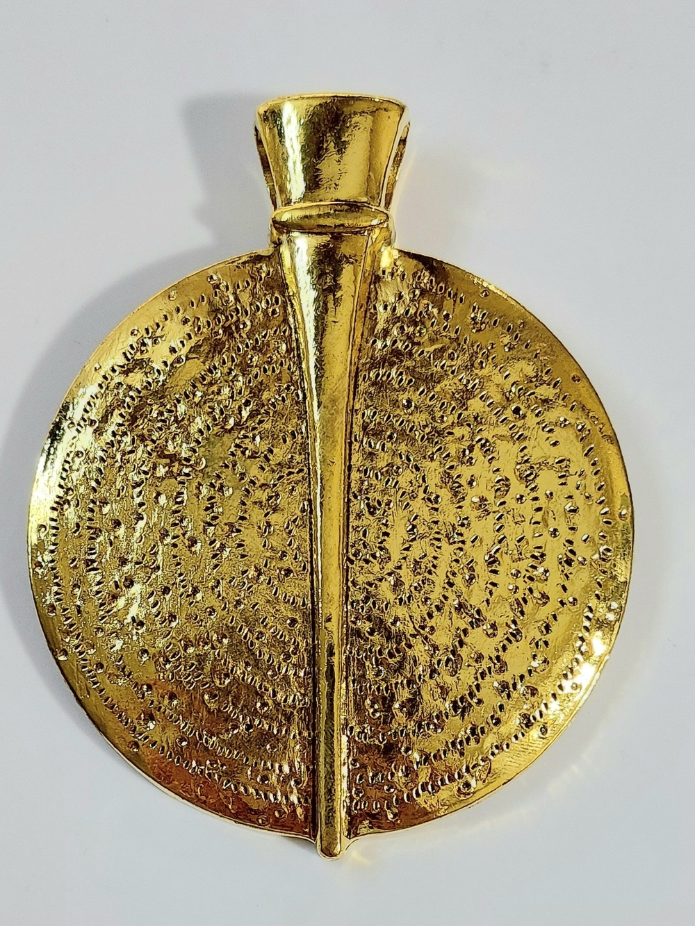 Gold Tone Textured Necklace Pendant - Womens Jewelry